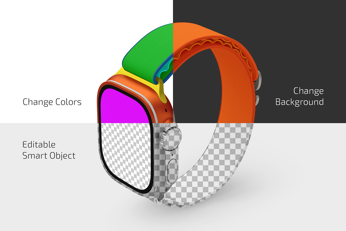 Apple Watch Ultra Mockup Set, a Wearable Device Mockup by Country4k (Photo 2 of 4)