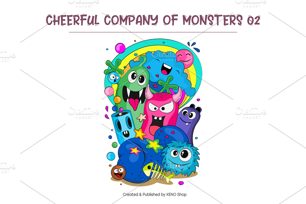 Cheerful Company of Monsters 02., an Animal Illustration by KENO Mascots (Photo 2 of 5)