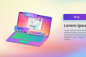 Laptop with delivery site interface, a Templates & Theme by palladadesign