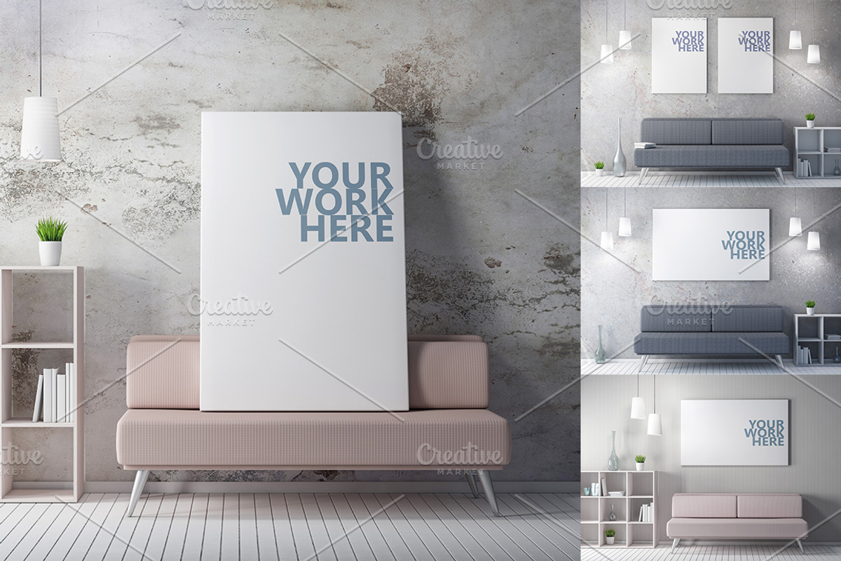 Canvas Poster frame PSD Mockup, a Print Template by Radmila (Photo 3 of 3)
