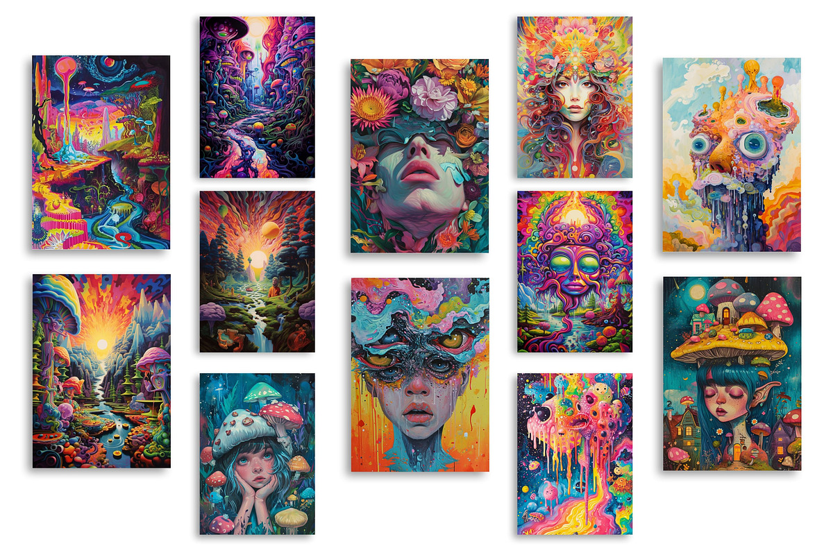 TRIPPY Gallery Wall Art Posters, a Background Graphic by NadiaTheronArt (Photo 3 of 4)