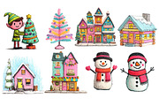 Watercolor Christmas Clipart Bundle, an Illustration by Designworld (Thumbnail 3 of 5)