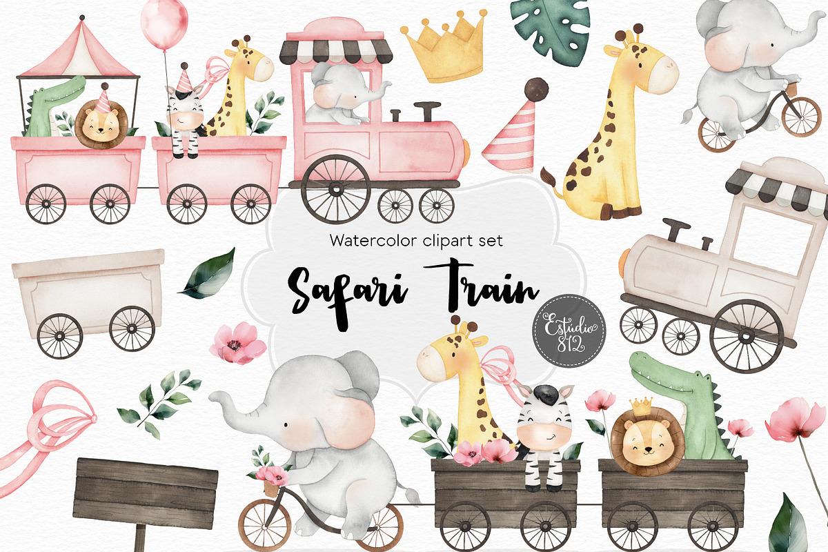 Safari pink train, an Animal Illustration by Estudio 812 (Photo 1 of 9)