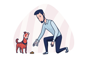 Cleaning after dog. Pet owner, an Animal Illustration by the8monkey