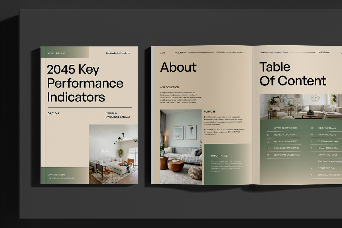 Gradient Green KPI Report, a Brochure Template by Neermana (Photo 2 of 10)