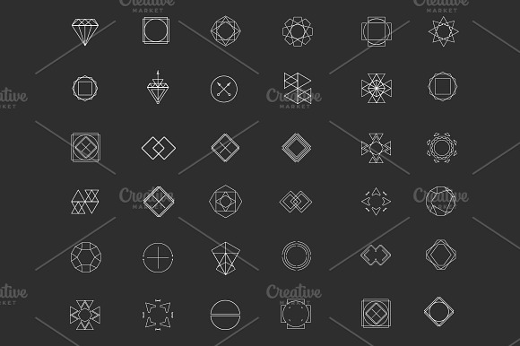 Geometric Set With 36 Hipster Icons