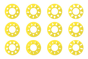 Vector sun icons set. Flat design., an Emoji Icon by ExpressShop