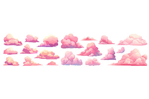 clouds set cartoon. pink cloud, an Illustration by Stock-Smart-Start