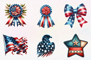 Watercolor American Flag Clipart, an Illustration by CreationArt (Thumbnail 2 of 9)