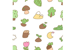 Nature kawaii elements. Tree, an Object Illustration by Valerie Bodnar