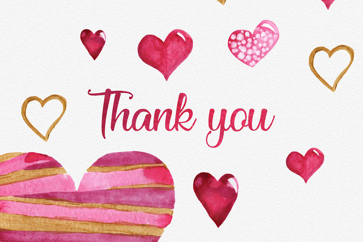 Lovely Hearts Watercolor Clipart, a Decorative Illustration by LeMagiqueBoutique (Photo 6 of 6)