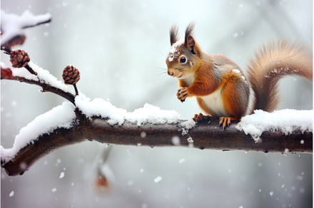 a squirrel balancing on a branch