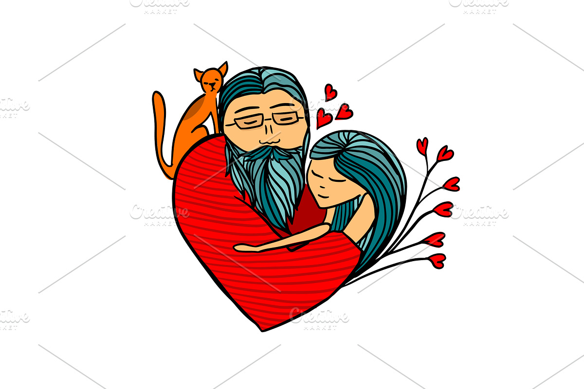 grandfather with granddaughter. hand, a Person Illustration by Nenahliadava Design