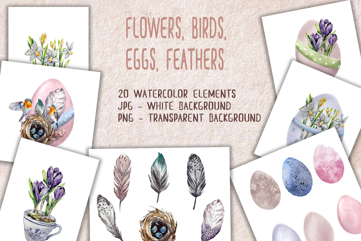 Happy easter watercolor clipart, an Object Graphic by Lidia's watercolor world (Photo 3 of 8)