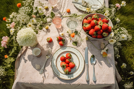 Country tablescape, formal dinner table setting, table scape wit, a Photo by Anneleven