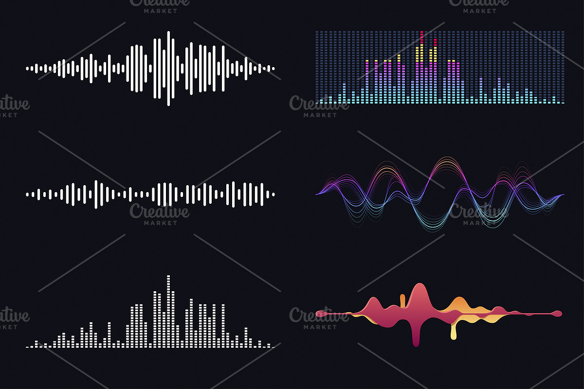 Glowing Sound Waves Visualizer Set, an Object Graphic by ProArt