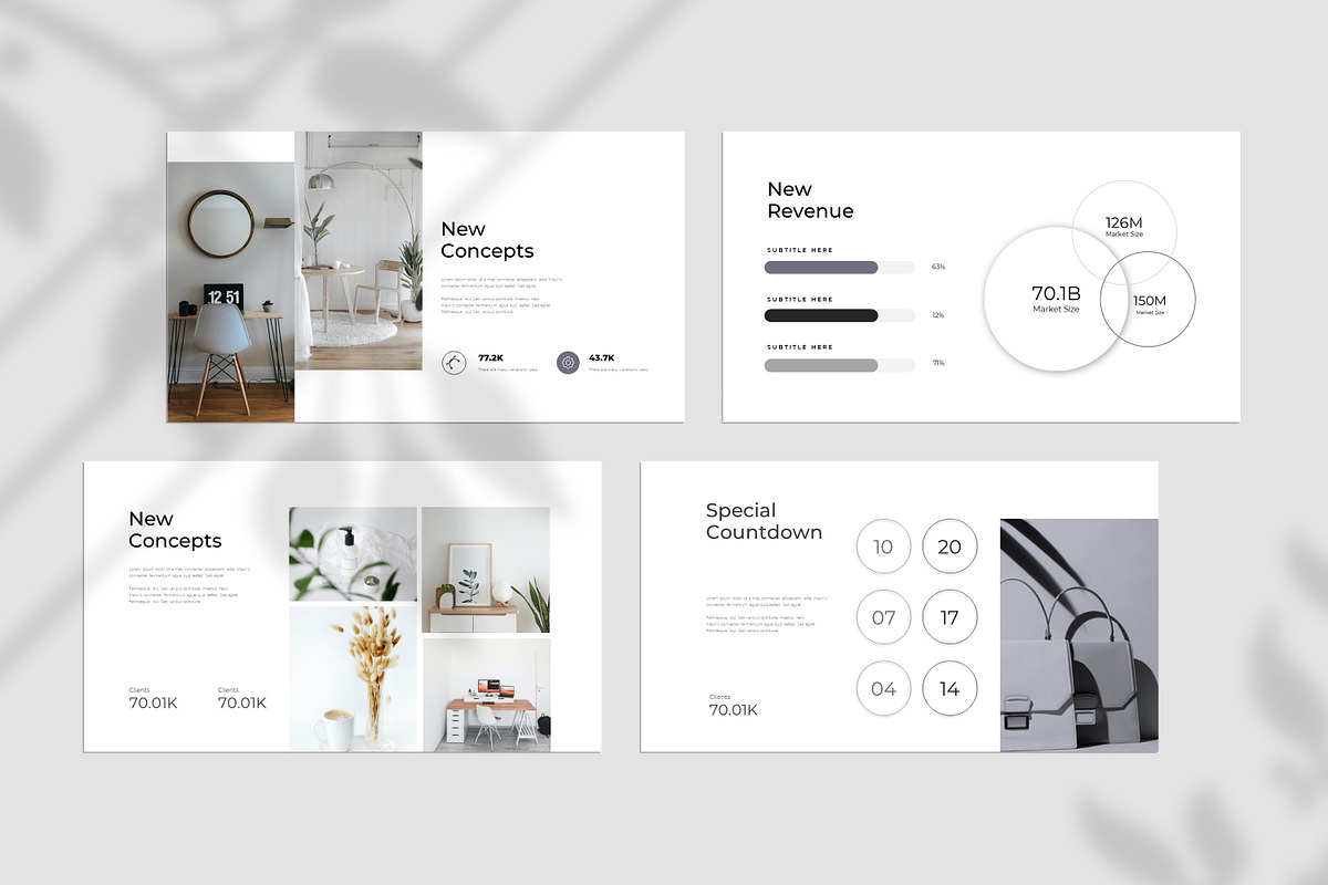 Clean Minimal Black White Presentati preview 8