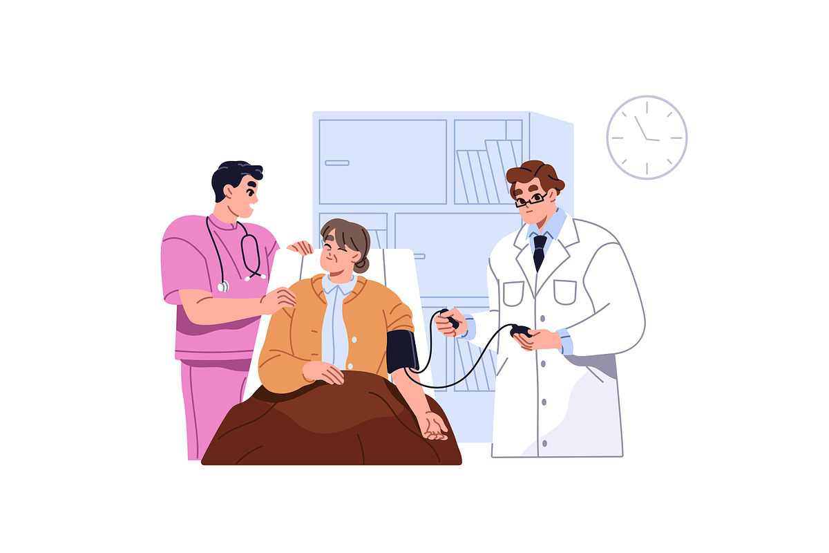 Senior people in nursing home set, a Healthcare Illustration by PaperTrident (Photo 9 of 9)