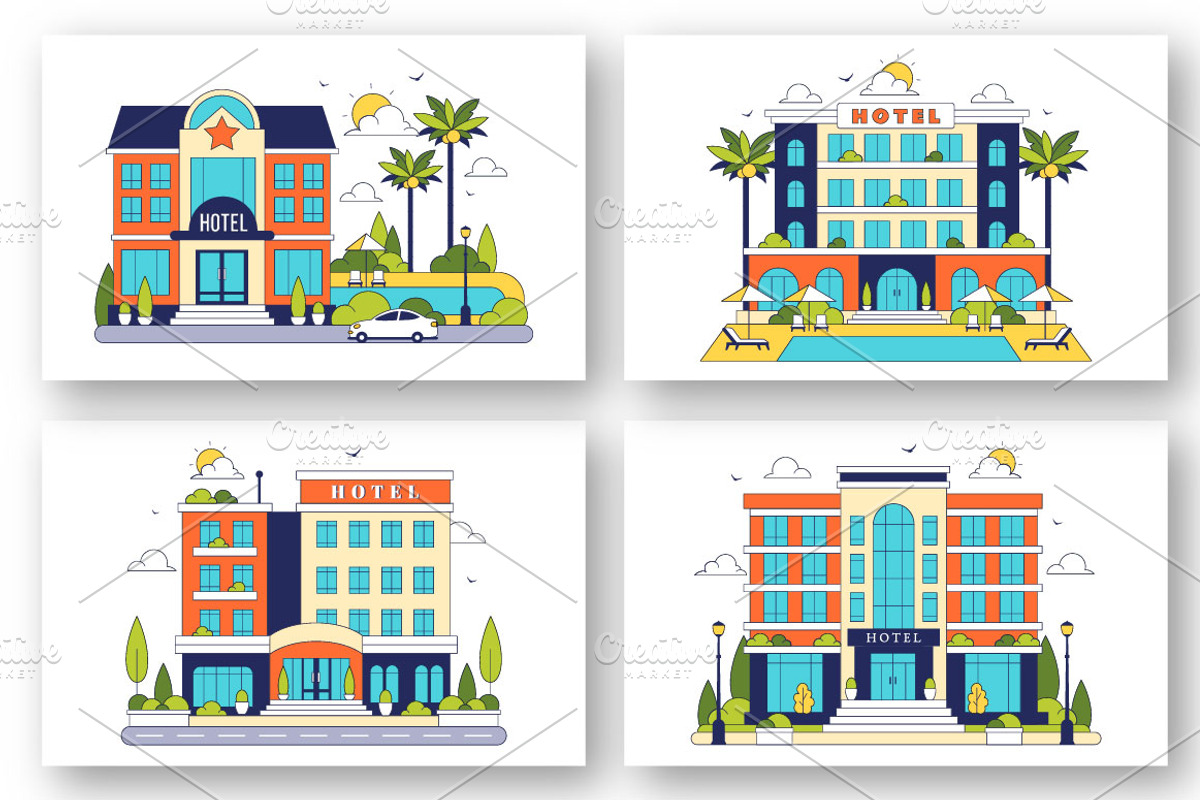 10 Modern City Hotel Building, an Object Illustration by denayunebgt (Photo 3 of 4)