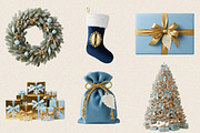 Light Blue & Gold Christmas  Clipart, an Illustration by SVGArt (Thumbnail 5 of 8)