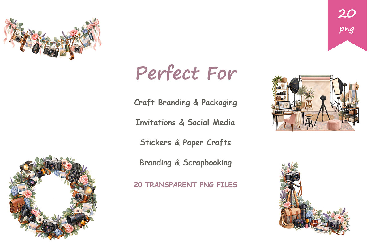 Watercolor Photography Clipart, a Decorative Illustration by BerryPieArt (Photo 4 of 4)