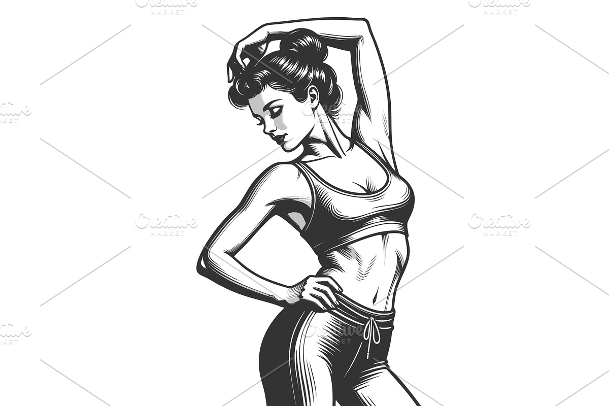 Fit woman stretching in sportswear, a Person Illustration by AlexArt