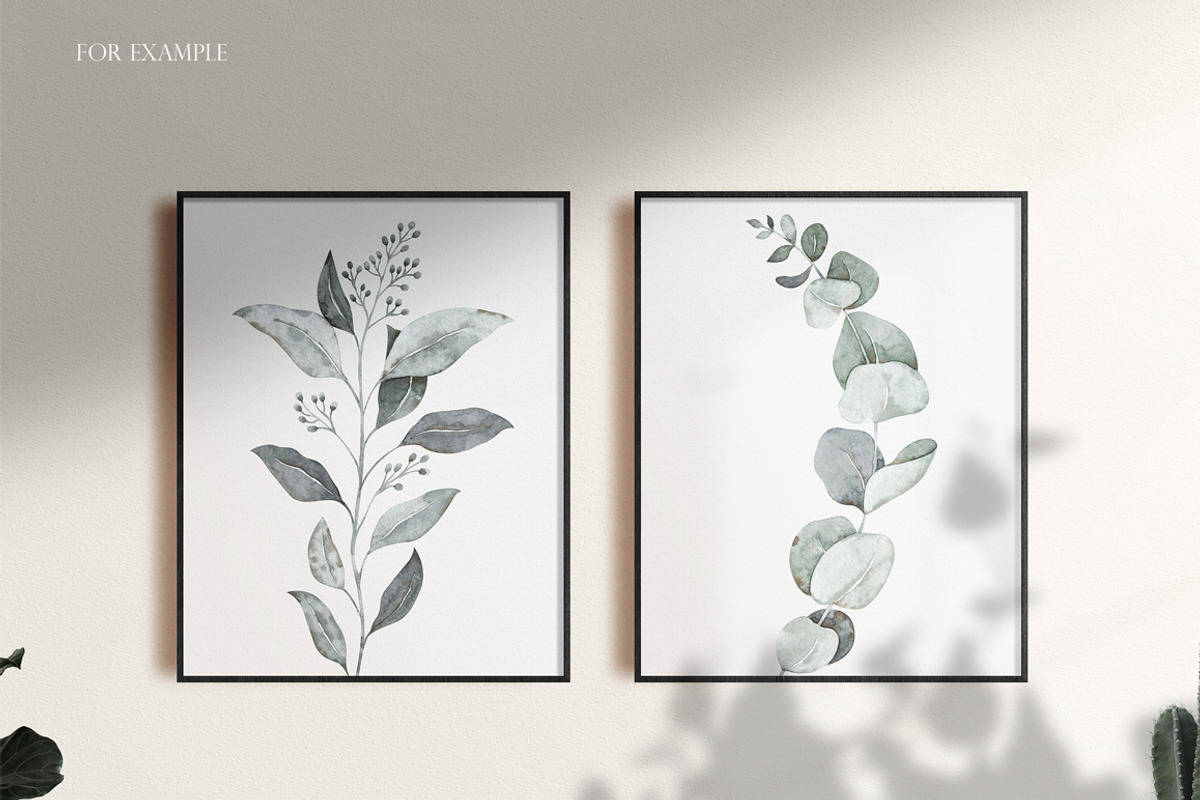 Watercolor eucalyptus clipart, an Illustration by OrangePeafowlArt (Photo 7 of 10)