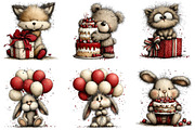 Whimsical Birthday Animals Clipart, an Illustration by Sublimation Artist (Thumbnail 7 of 7)