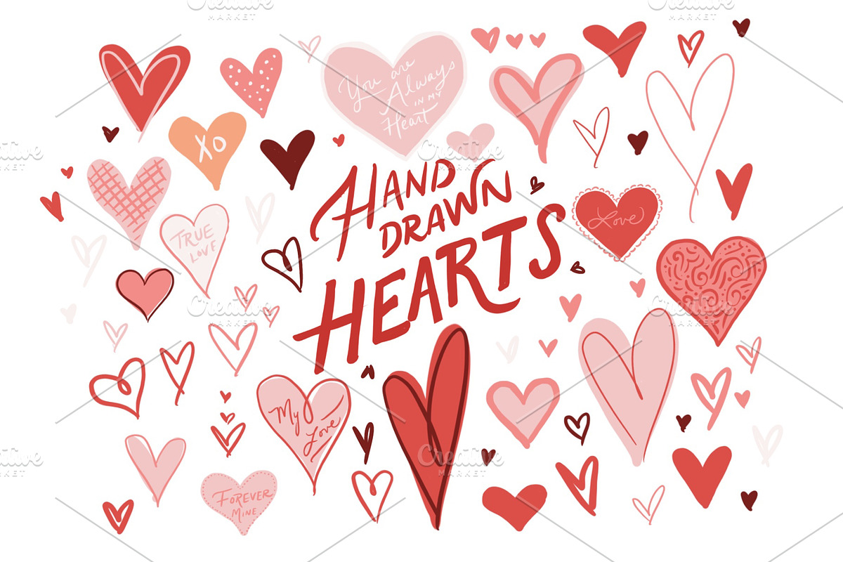 Hand Drawn Hearts Pack, an Illustration by Work by Laura (Photo 1 of 4)