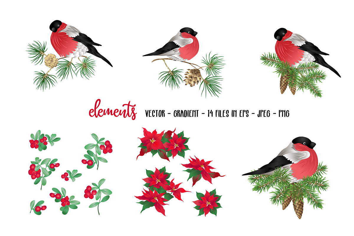 Christmas Wreath Elements Set, an Object Graphic by Elen-Lane (Photo 5 of 6)