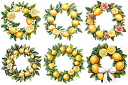 Watercolor Lemon Wreath Clipart, an Illustration by Craft Nest (Thumbnail 5 of 7)