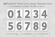 5x7 Number Photo Card Templates, a Card Template by Loveurstyle Designs (Thumbnail 1 of 5)