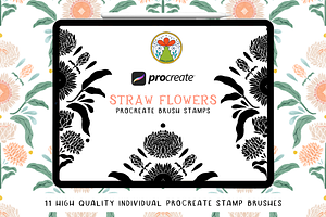 Procreate Brush Stamps - Strawflower