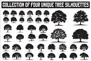 Four unique tree silhouettes, design, an Illustration by Amazin_art (Thumbnail 1 of 11)