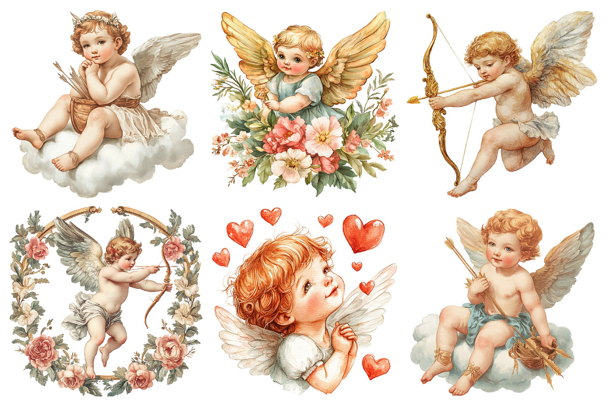 Vintage Cupid Clipart, an Illustration by Pixels.Craft (Photo 3 of 7)
