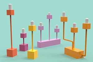 5 Сubic Candelabrum 3D Printing Set, an Object 3D Model by Kseniya-Omega