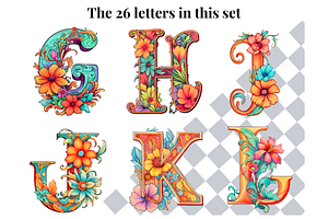 Boho Floral Pastel Alphabet Letters