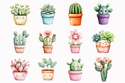 Watercolor Kawaii Plants Clipart, an Illustration by Design Market (Thumbnail 2 of 4)
