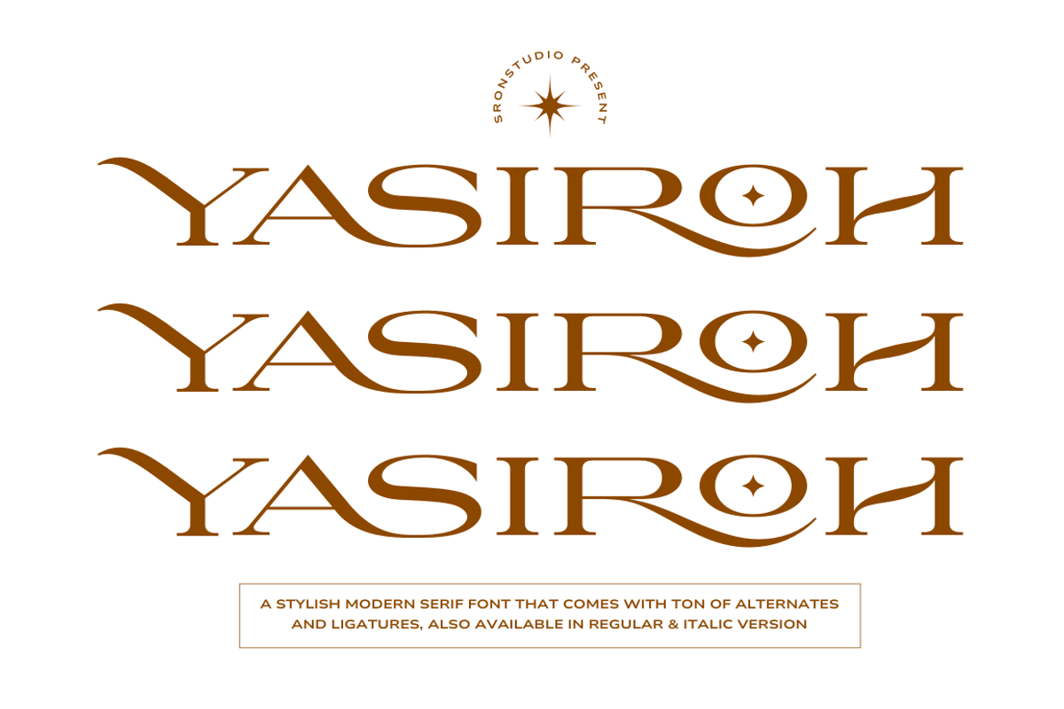Yasiroh - Modern Serif Font, a Serif Font by Sronstudio (Photo 1 of 19)
