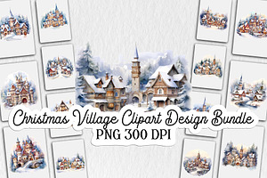 Christmas Village Clipart Design