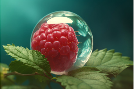 Raspberry green leaf bubble, a Food & Drink Photo by Ylivdesign