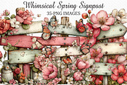 Whimsical Spring Signpost Clipart, an Illustration by Craft Nest (Thumbnail 1 of 11)