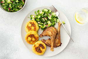Chickpea cutlets with mixed salad, a Food & Drink Photo by Pundateam