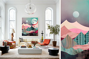 4 Pink Landscape Moon Wall Art, a Decorative Illustration by ARTOZEN DIGITAL (Thumbnail 3 of 8)
