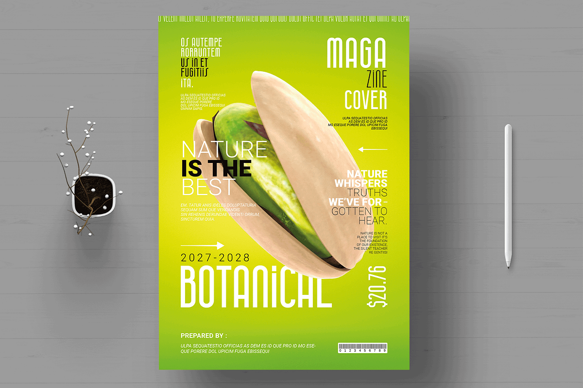 Botanical Cover Magazine Template, a Magazine Template by MightyDesign (Photo 1 of 8)