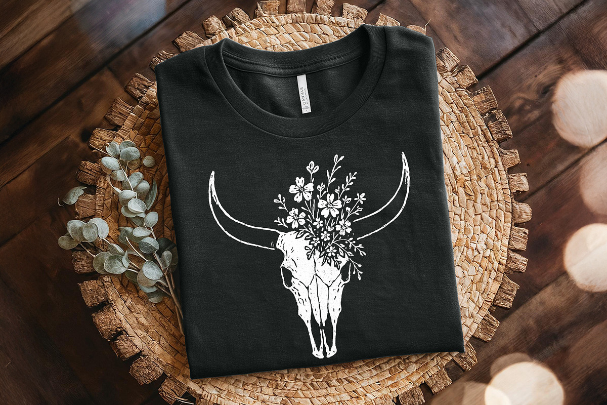 Boho Cow Skull with Wildflowers PNG, an Illustration by SharpMarketplace (Photo 2 of 5)