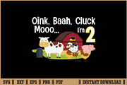 Two Year Old Farm 2nd Birthday SVG, a Work Illustration by Handy Arts Studio (Thumbnail 1 of 3)
