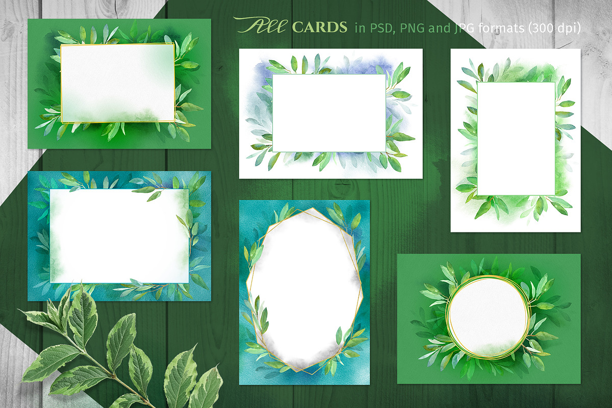 Green leaves. Graphic Set., a Decorative Illustration by LeiaSW (Photo 7 of 9)
