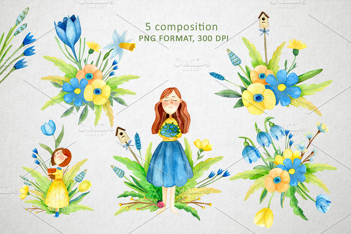 Watercolor Spring Set, a Decorative Illustration by annasokol_ (Photo 2 of 8)