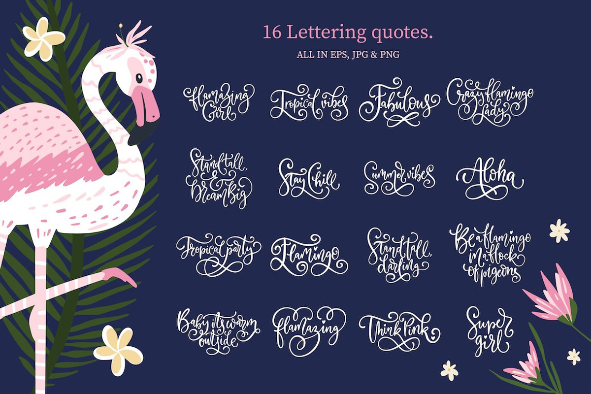 Flamingo Gardens illustration bundle, an Animal Illustration by Red Ink (Photo 3 of 12)